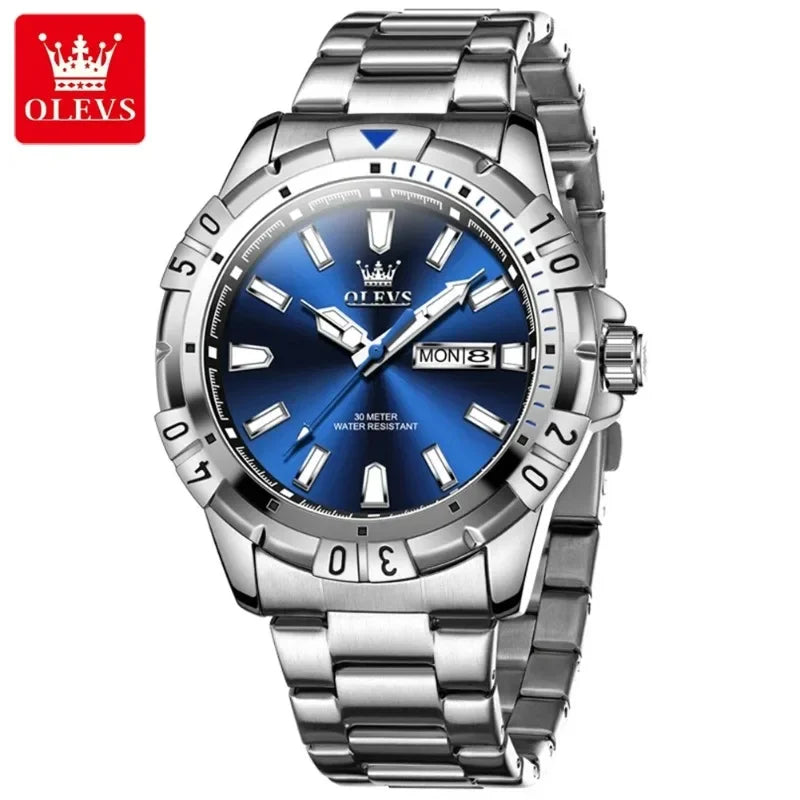Montre de luxe à quartz en acier inoxydable pour hommes