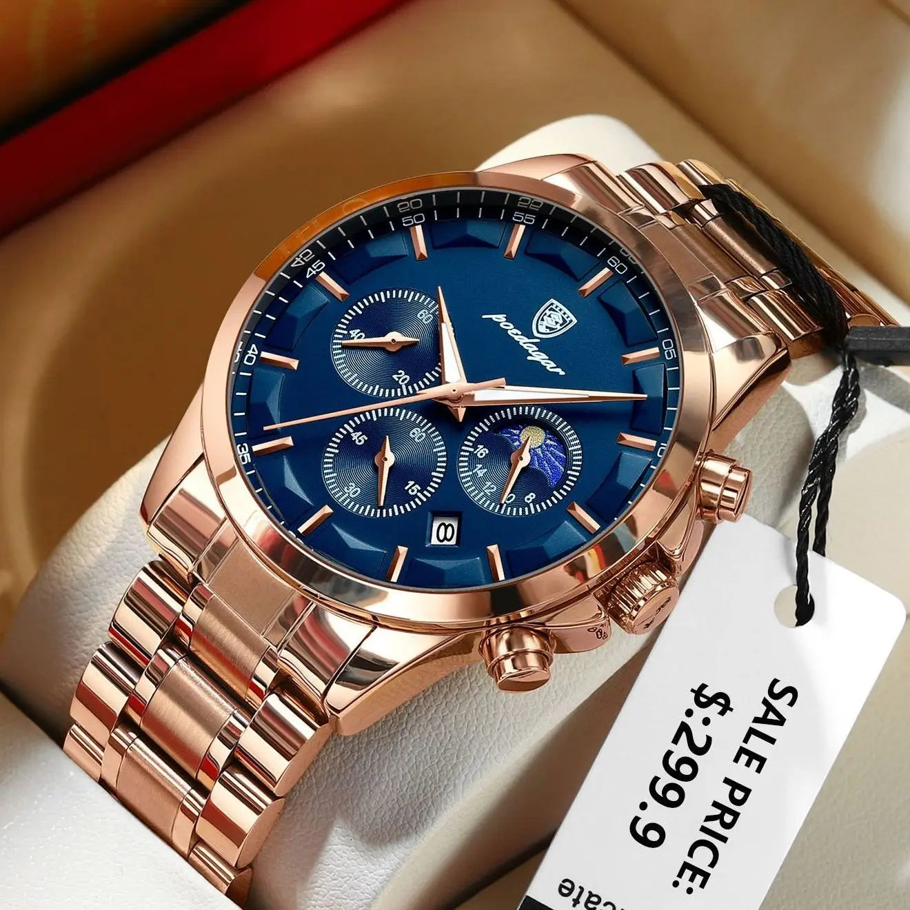 montre de luxe en acier inoxydable pour hommes