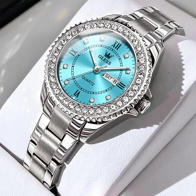 Montre de luxe à quartz étanche pour femme 7935