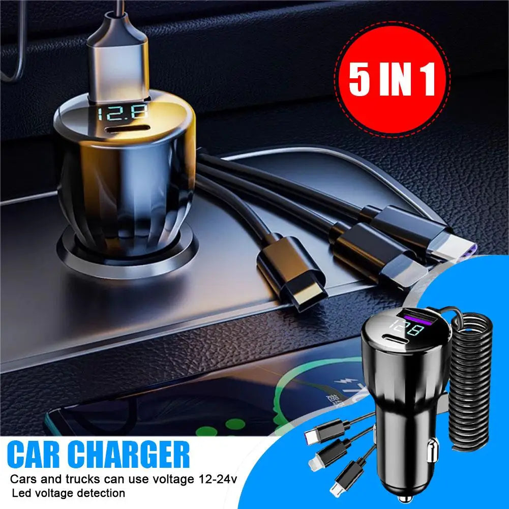 Chargeur rapide de voiture rétractable 4 EN 1