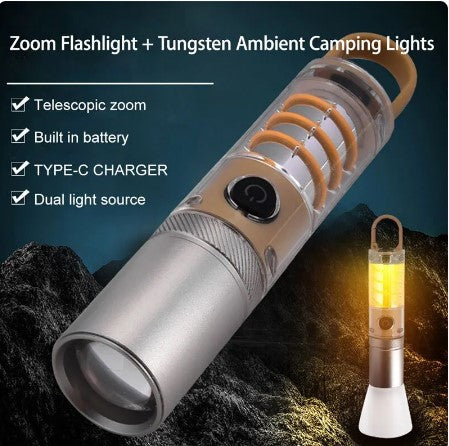 Lampe de poche LED avec zoom télescopique