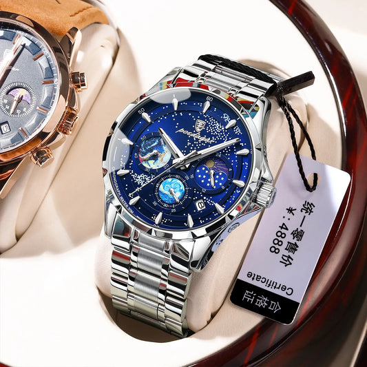 Montre à quartz à cadran à motif ciel étoilé pour homme