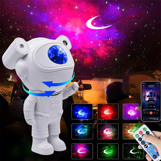 Projecteur de lumière astronaute avec haut-parleur Bluetooth USB rechargeable