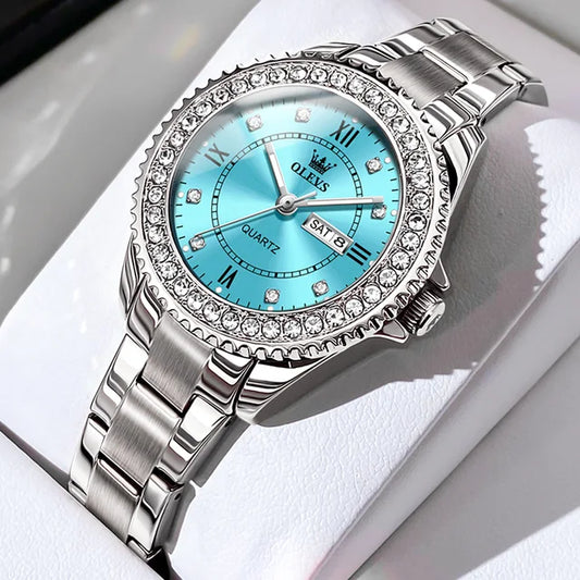 Montre de luxe à quartz étanche pour femme 7935